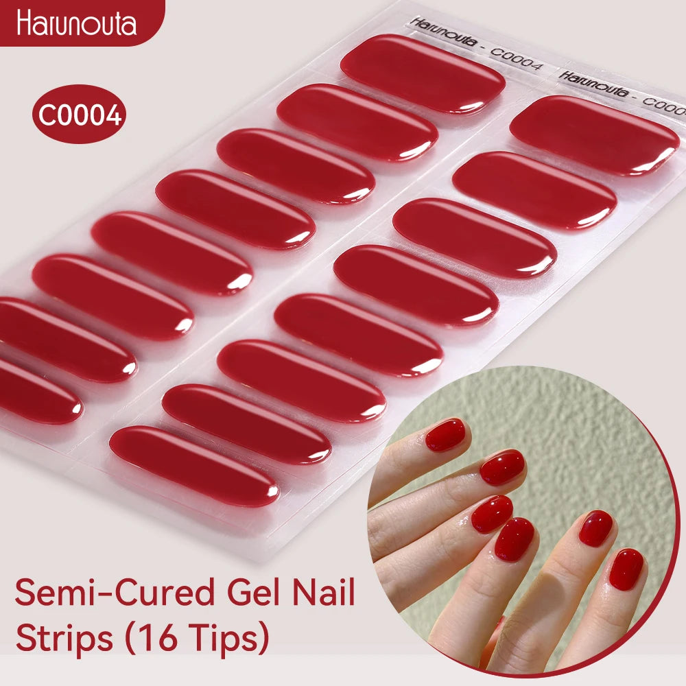 Gold Foil Semi-Cured Gel Nail Stickers Adhesive Waterproof Long Lasting Full Cover Gel Nail Stickers UV Lamp Needed