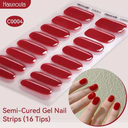 Gold Foil Semi-Cured Gel Nail Stickers Adhesive Waterproof Long Lasting Full Cover Gel Nail Stickers UV Lamp Needed