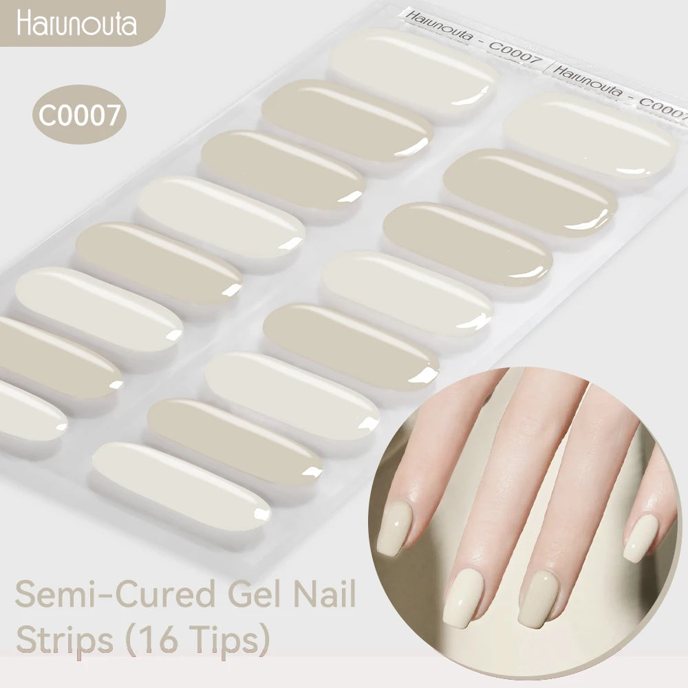 Gold Foil Semi-Cured Gel Nail Stickers Adhesive Waterproof Long Lasting Full Cover Gel Nail Stickers UV Lamp Needed