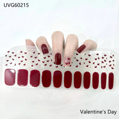 16/20/22Tips Semi-Cured Gel Nail Wraps Full Cover Manicure DIY Waterproof Long Lasting Gel Nail Stickers Set for UV Lamp Need