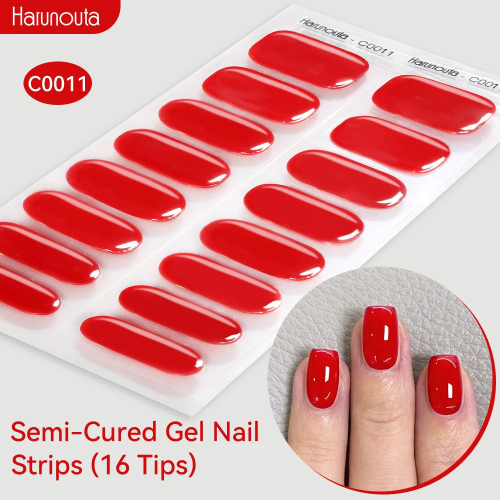 Gold Foil Semi-Cured Gel Nail Stickers Adhesive Waterproof Long Lasting Full Cover Gel Nail Stickers UV Lamp Needed