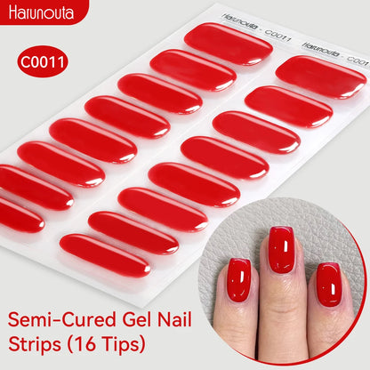 Gold Foil Semi-Cured Gel Nail Stickers Adhesive Waterproof Long Lasting Full Cover Gel Nail Stickers UV Lamp Needed