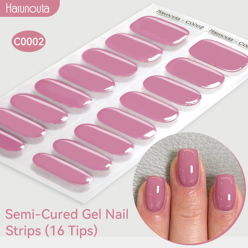 Gold Foil Semi-Cured Gel Nail Stickers Adhesive Waterproof Long Lasting Full Cover Gel Nail Stickers UV Lamp Needed