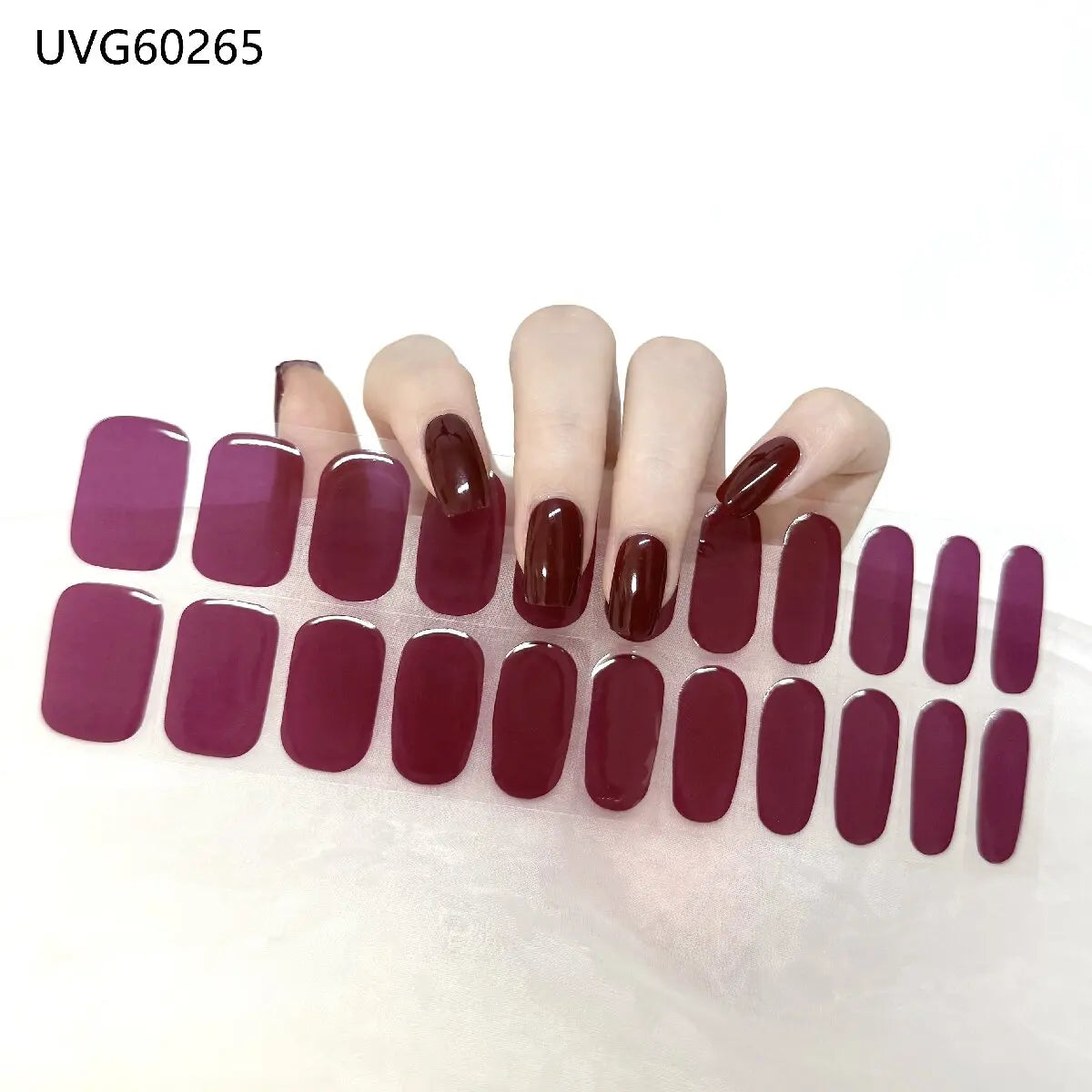 16/20/22Tips Semi-Cured Gel Nail Wraps Full Cover Manicure DIY Waterproof Long Lasting Gel Nail Stickers Set for UV Lamp Need