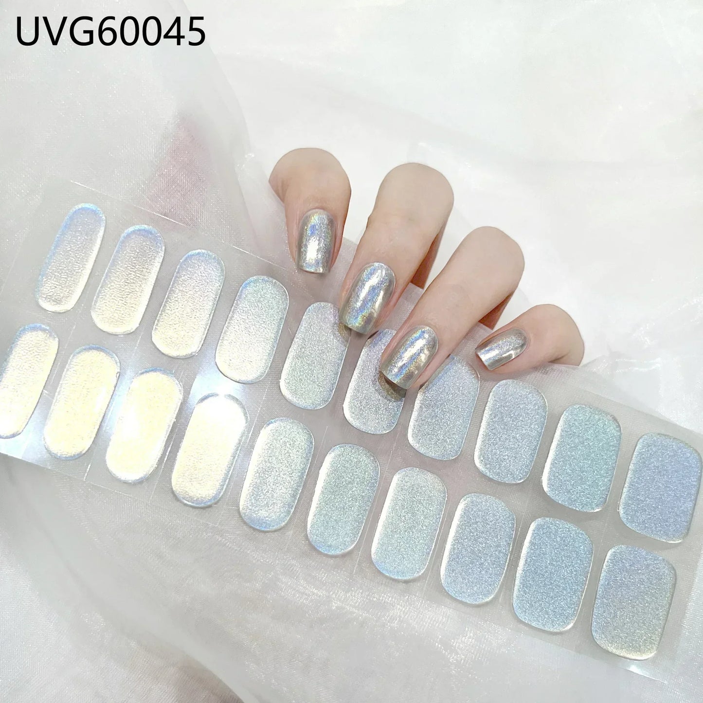 16/20/22Tips Semi-Cured Gel Nail Wraps Full Cover Manicure DIY Waterproof Long Lasting Gel Nail Stickers Set for UV Lamp Need