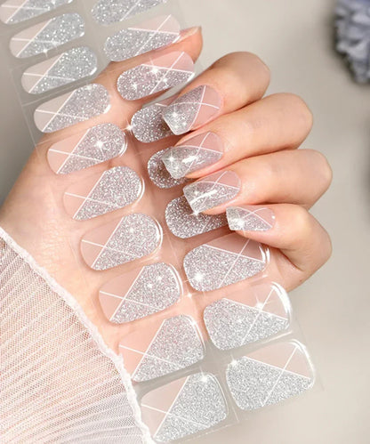16/20/22Tips Semi-Cured Gel Nail Wraps Full Cover Manicure DIY Waterproof Long Lasting Gel Nail Stickers Set for UV Lamp Need