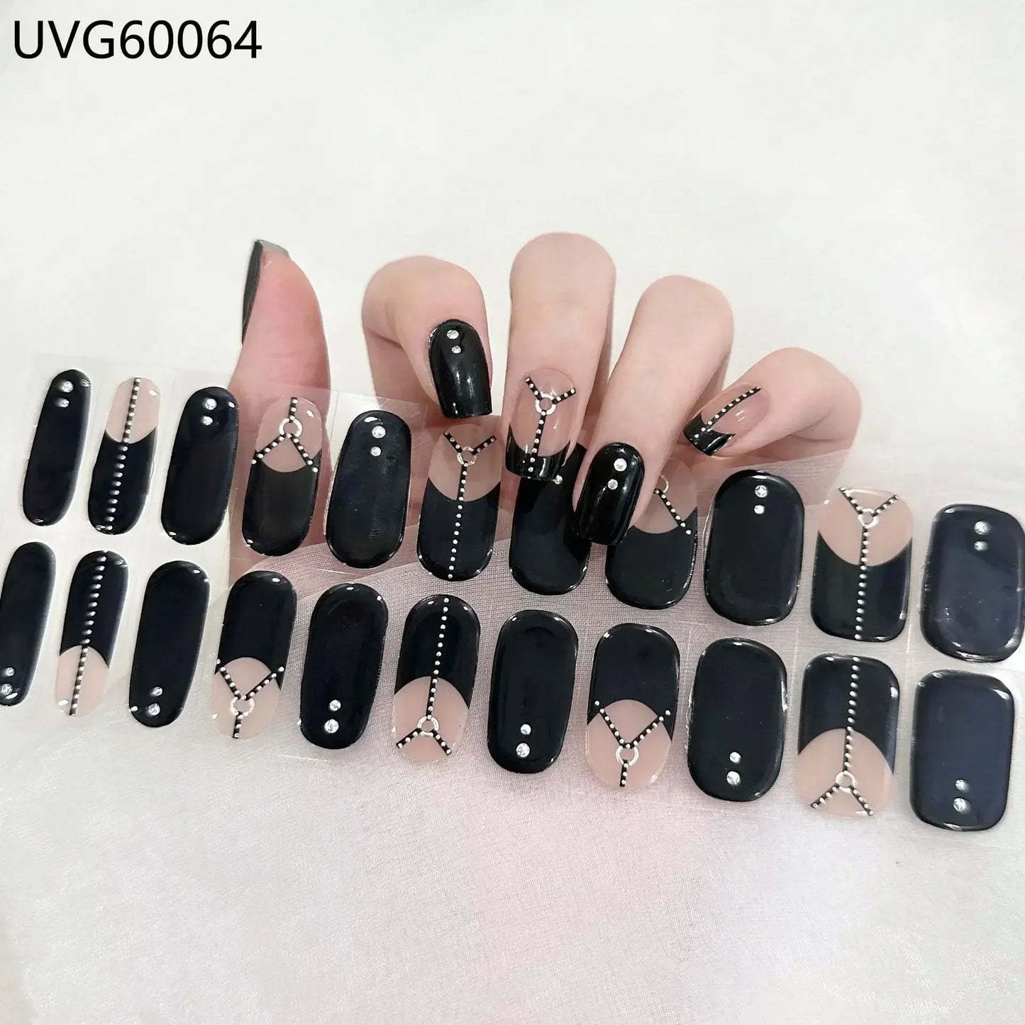 16/20/22Tips Semi-Cured Gel Nail Wraps Full Cover Manicure DIY Waterproof Long Lasting Gel Nail Stickers Set for UV Lamp Need