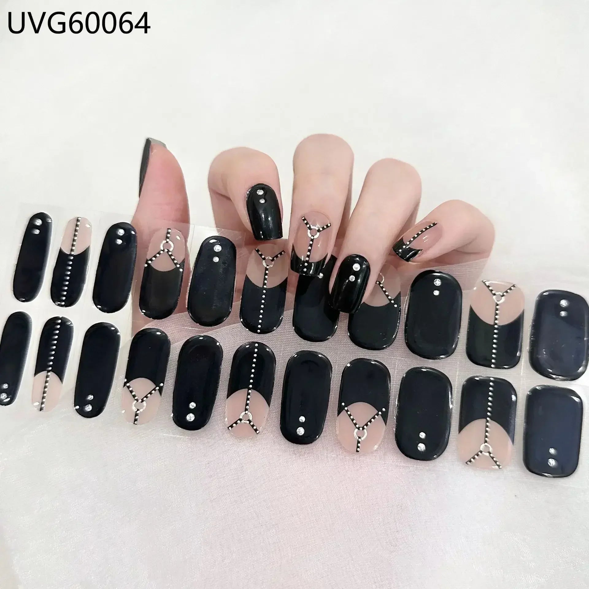 16/20/22Tips Semi-Cured Gel Nail Wraps Full Cover Manicure DIY Waterproof Long Lasting Gel Nail Stickers Set for UV Lamp Need