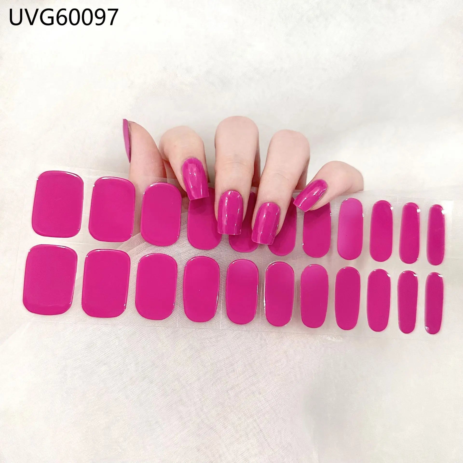 16/20/22Tips Semi-Cured Gel Nail Wraps Full Cover Manicure DIY Waterproof Long Lasting Gel Nail Stickers Set for UV Lamp Need