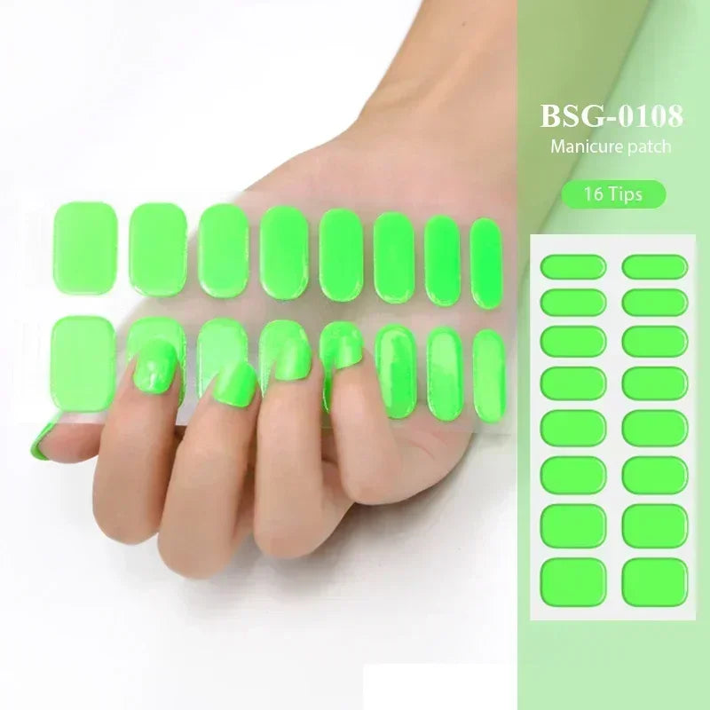 16/20/22Tips Semi-Cured Gel Nail Wraps Full Cover Manicure DIY Waterproof Long Lasting Gel Nail Stickers Set for UV Lamp Need