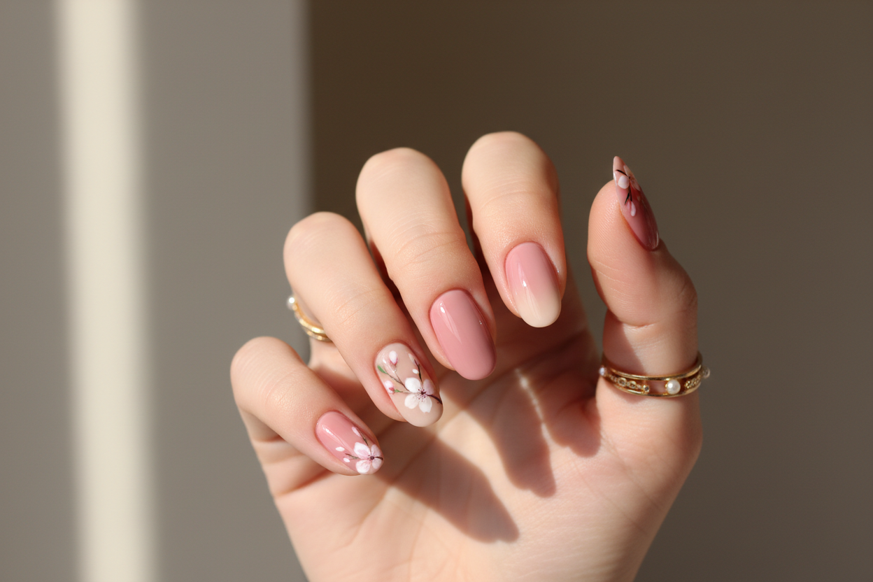 Hand with sticker nails